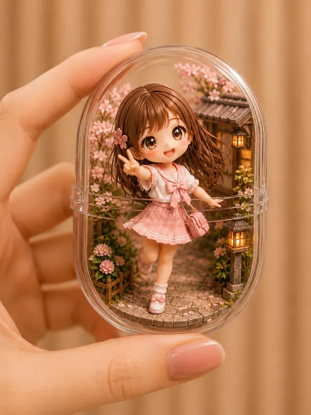 Kawaii Miniature Girl in Capsule