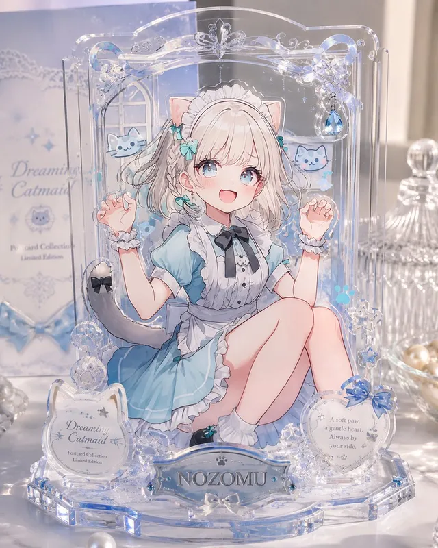 Layered Acrylic Catmaid Postcard Display