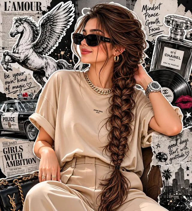 Fashion Editorial Portrait with Grunge Collage