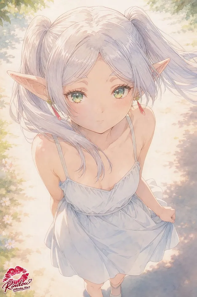 Censored Elf Girl Garden Illustration