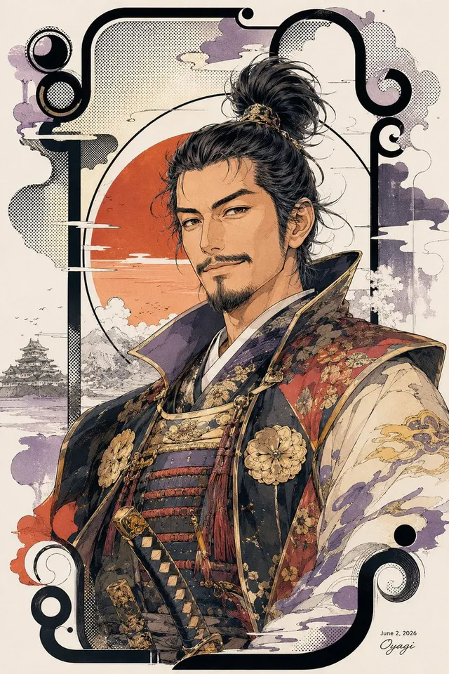 Elegante Ritratto Ukiyo-e di Nobunaga