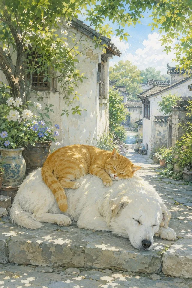Illustrazione Cortile Orientale Estivo