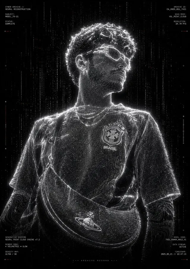 Portrait futuriste en nuage de points