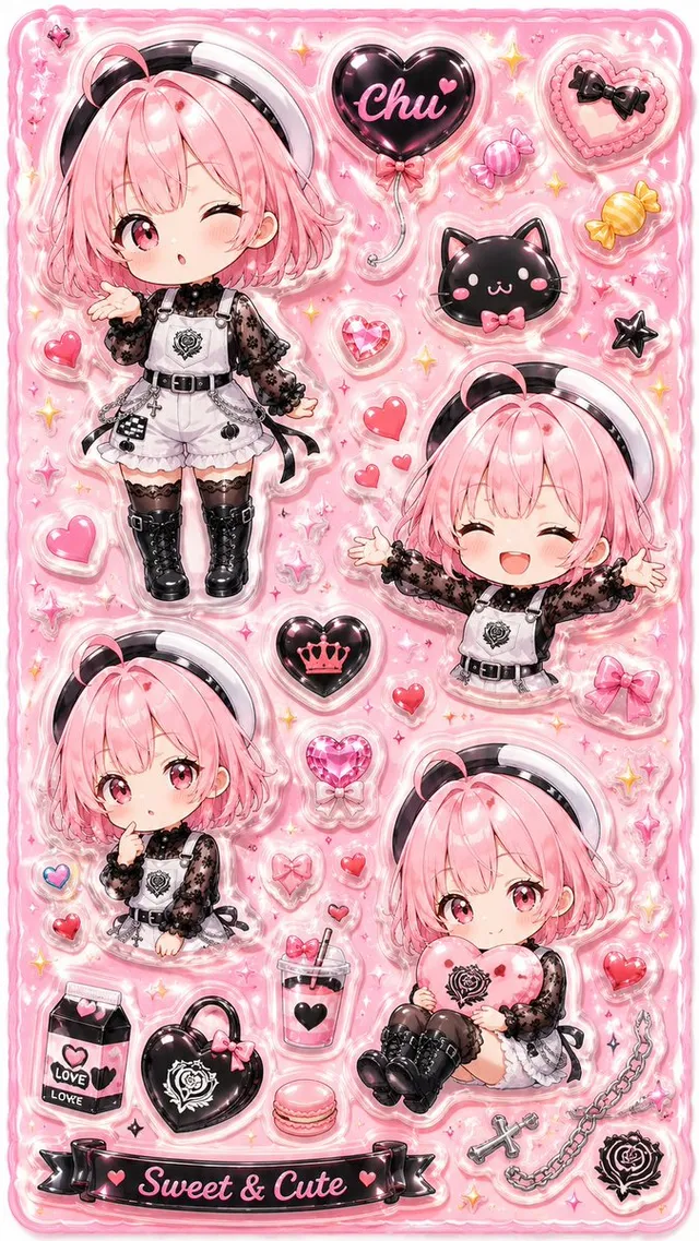3D Puffy Resin Character Sticker Sheet