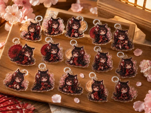 Chibi Catgirl Acrylic Charm Display