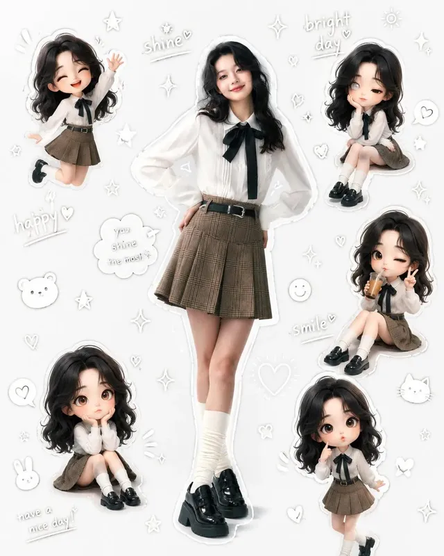 Kawaii School Girl Aesthetic Collage