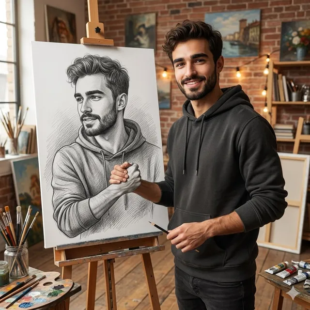 Realistic Artist Studio Sketch Interaction