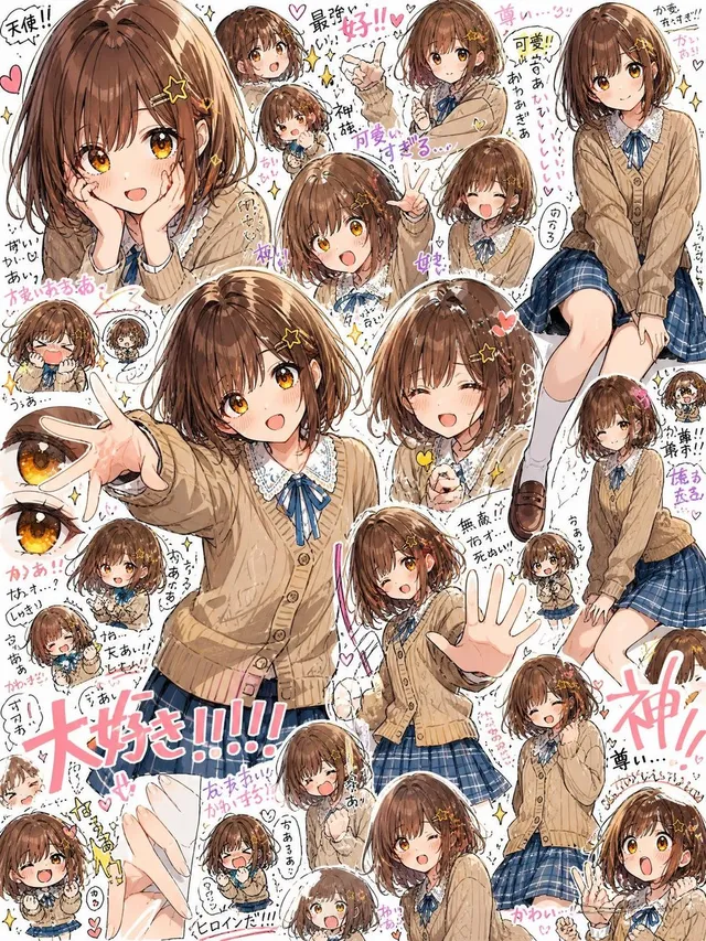 Dense Anime Schoolgirl Fan Collage