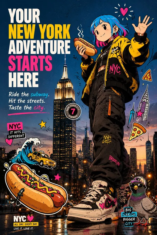 Anime NYC Adventure Poster