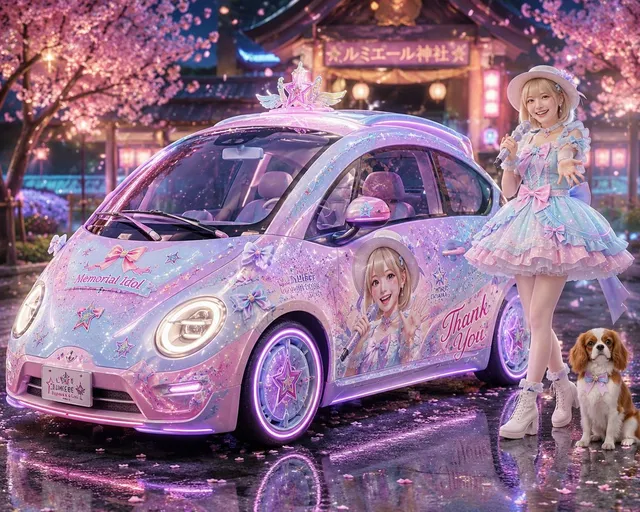 Itasha de Ídolo Pastel em Santuário Sakura