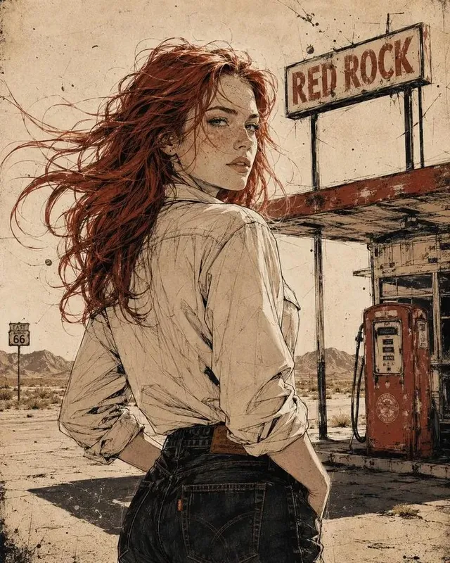 Illustration Vintage Américana du Désert