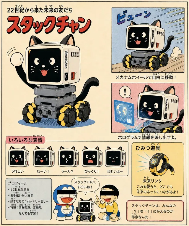 Retro Manga StackChan Concept Sheet