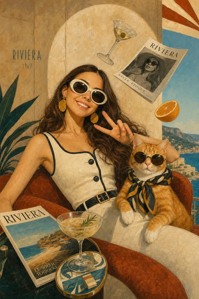 Ilustração Surreal da Riviera dos anos 1960