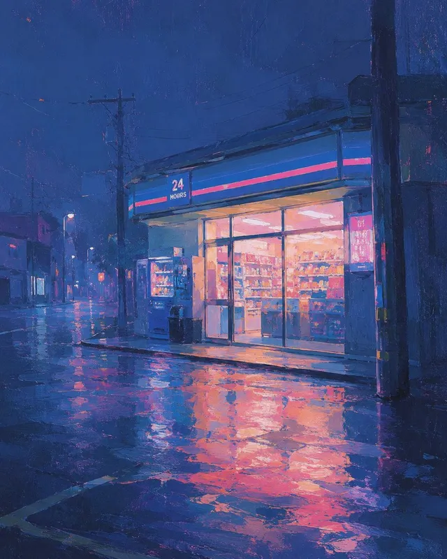 Épicerie de Nuit Pluvieuse 24h/24