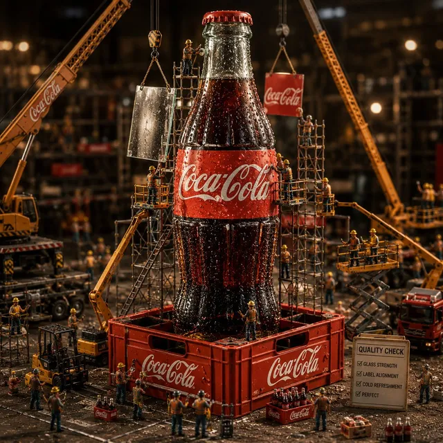 Coca-Cola Bottle Construction Macro Scene