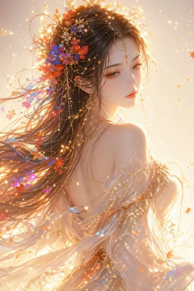 Oriental Fantasy Silk Robe Portrait