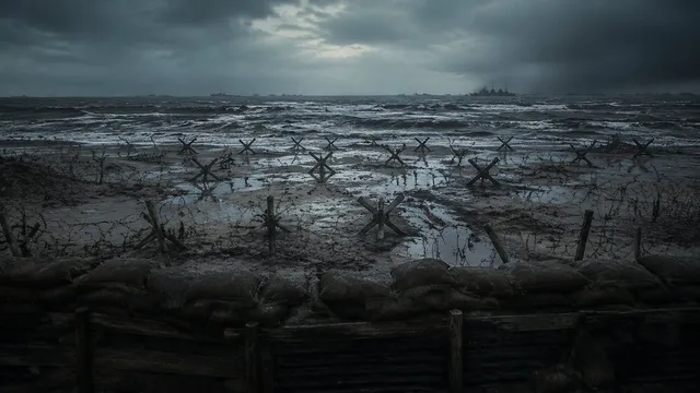 Stormy WWII Beach Defenses