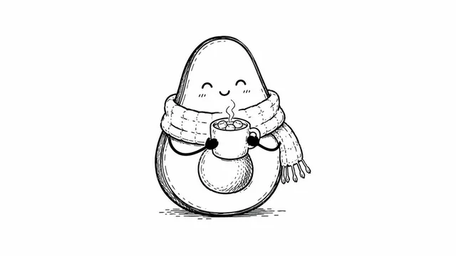 Cozy Avocado Hot Cocoa Doodle