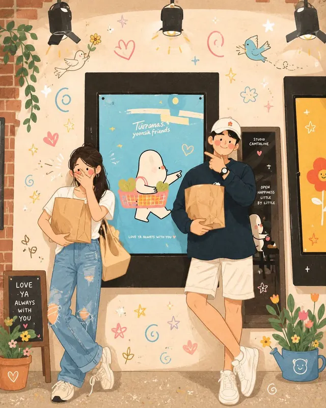 Korean-Inspired Whimsical Doodle Art