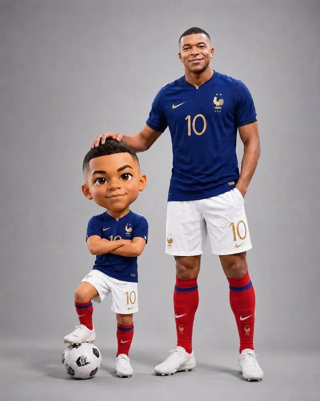 Footballer with Chibi Mini-Me Portrait
