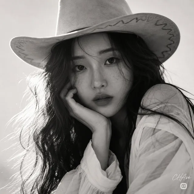 모노크롬 서부 카우걸 초상화