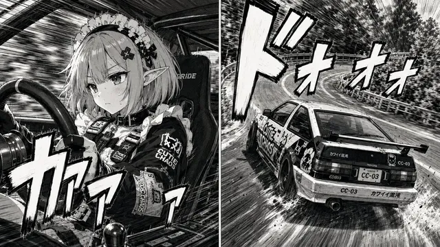 90s Street Racer Manga Style