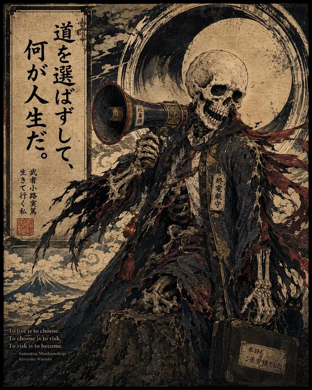 Ukiyo-e İskelet Maaşlı Adam Alıntı Posteri
