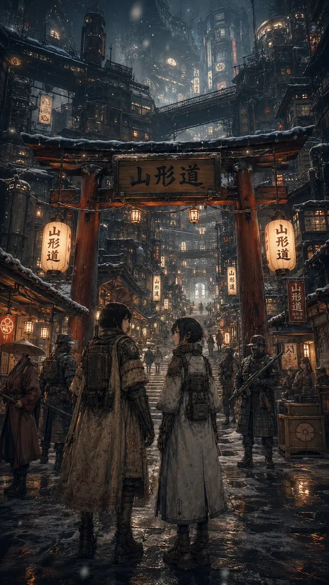 Cancello Cyberpunk Yamagata Innevato