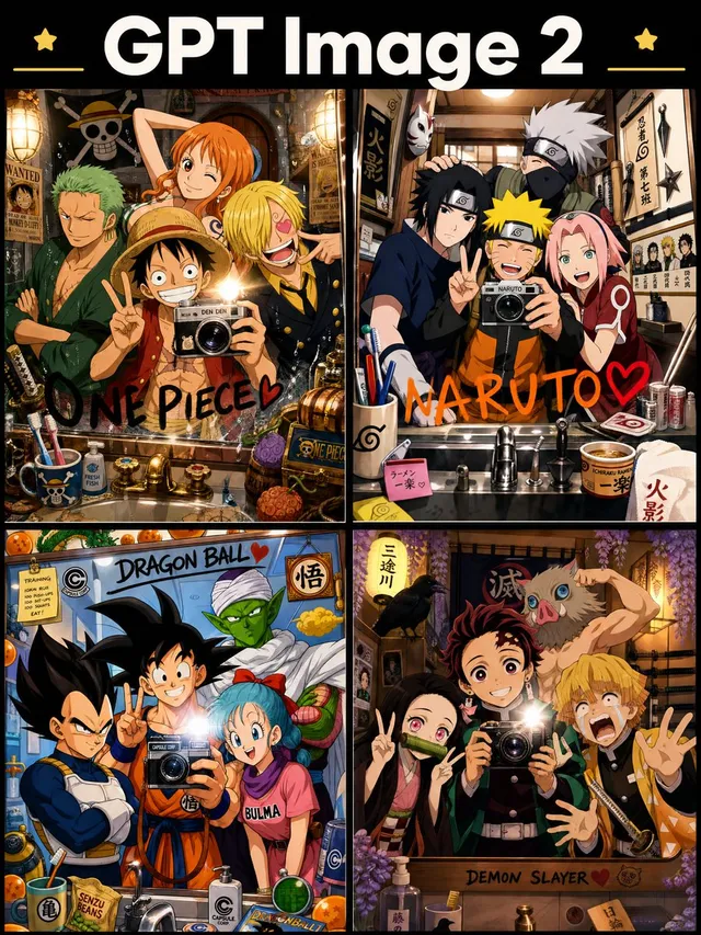 Anime Mirror Selfie Grid