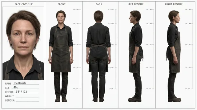 Barista Character Turnaround Reference