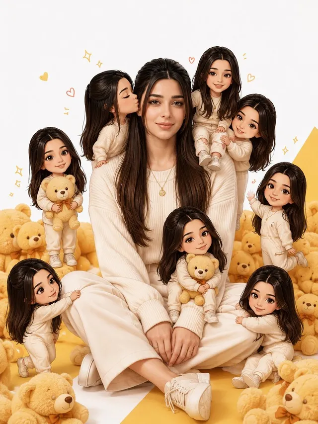 Realistic Person with Chibi Miniatures