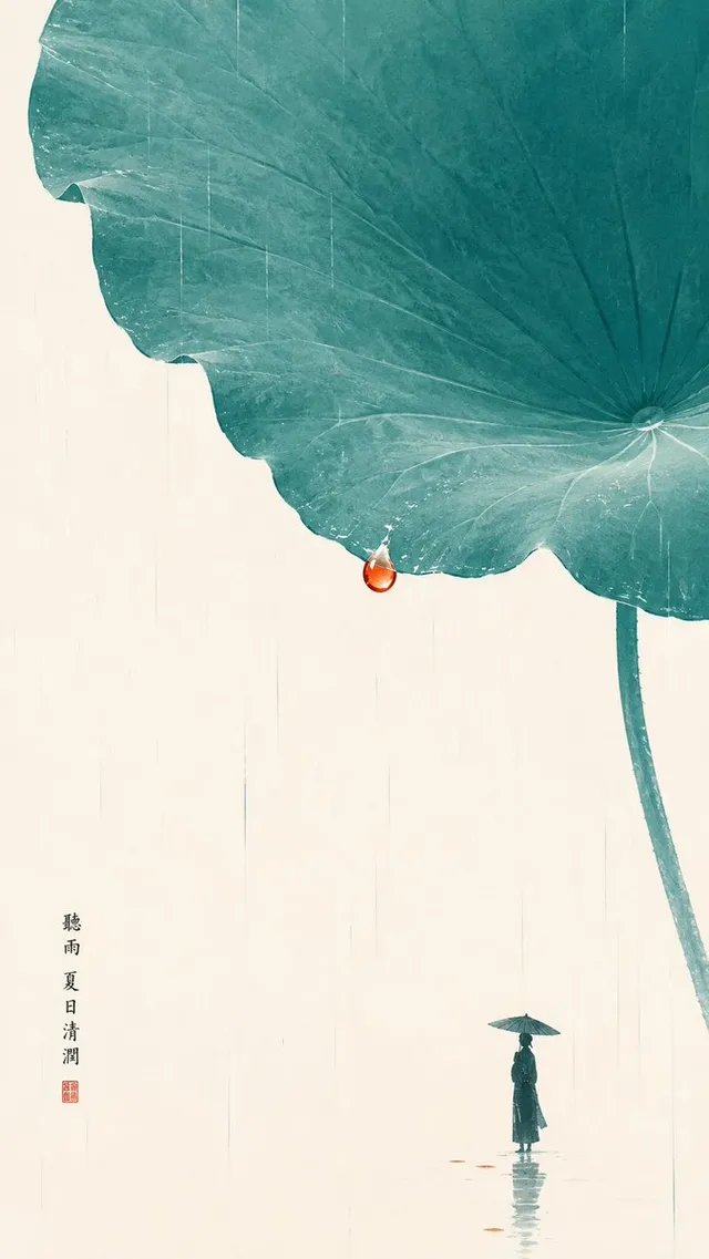 Minimalist Zen Summer Rain Art