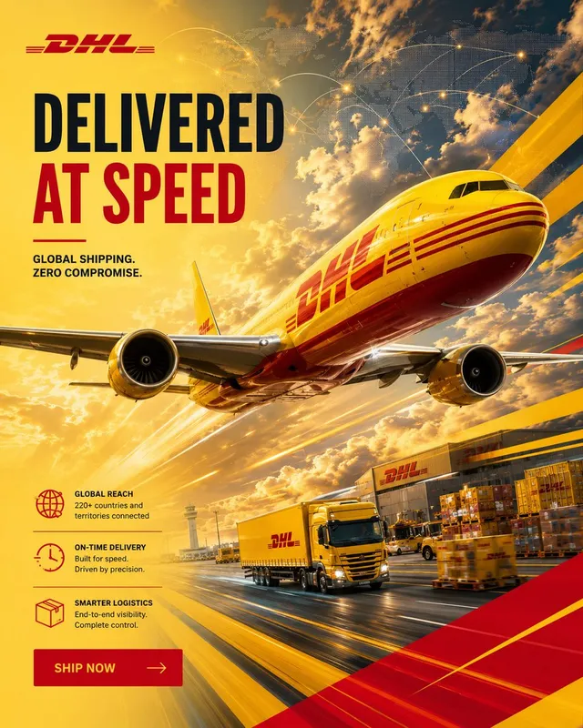 Póster de Campaña de Logística Premium DHL