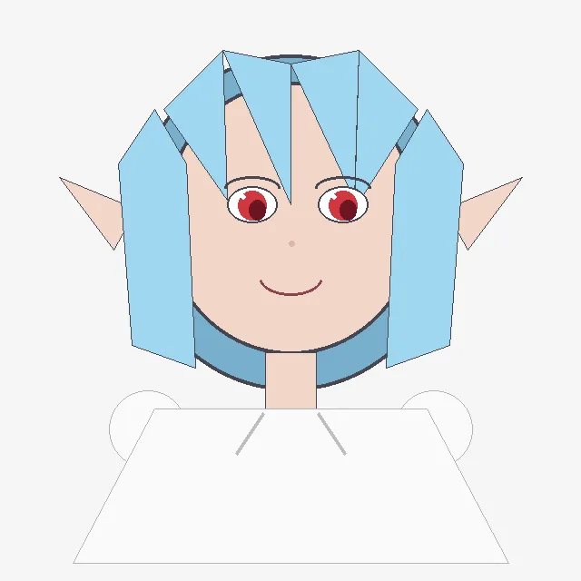 Crude Geometric Blue-Haired Elf Girl