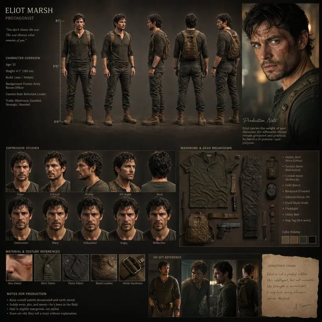 Cinematic Film Character Design Board