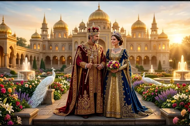 Colorful Royal Sunrise Palace Scene
