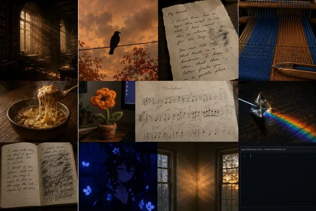 Dark Academia KI-Moodboard-Collage