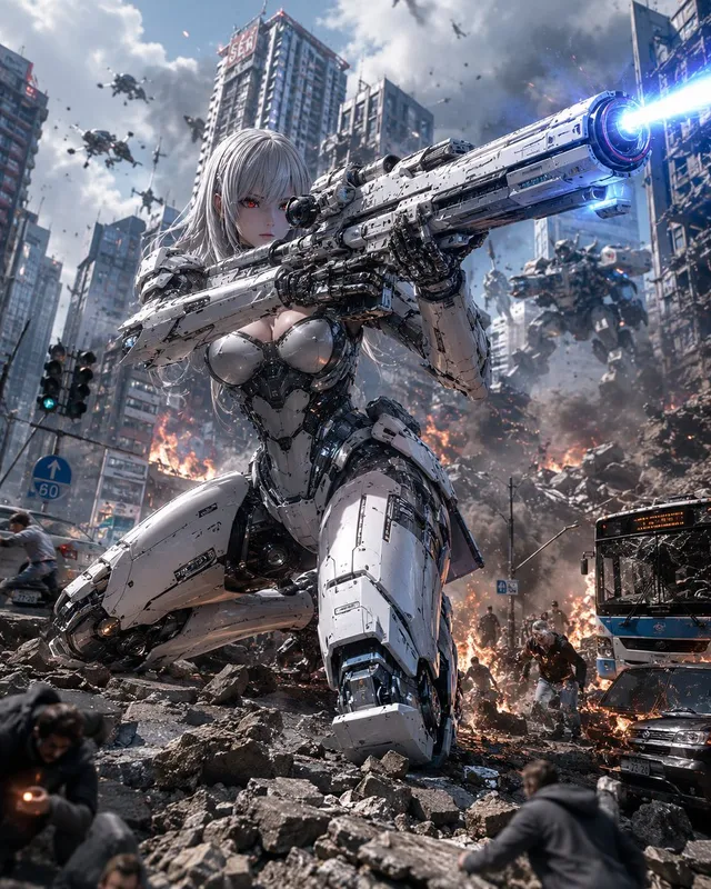 Giant Robot Interception Scene