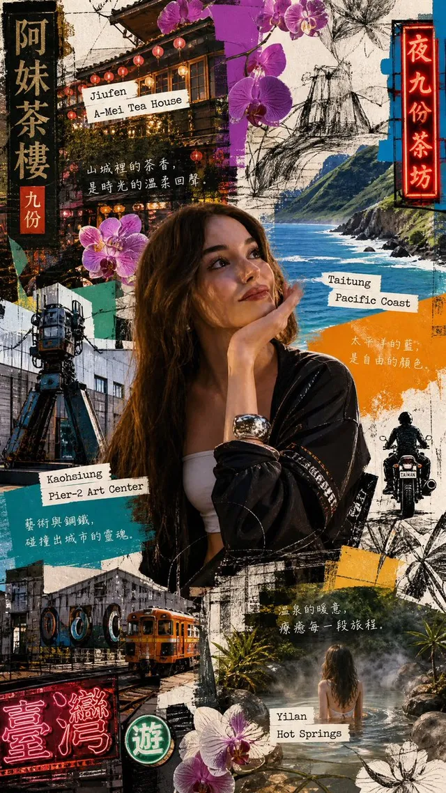 Taiwanische Reise Mixed-Media-Kunst