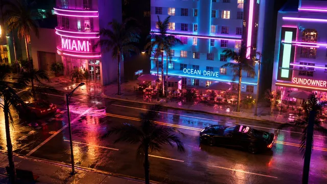 Miami Gece Hayatı Sahnesi Stilizasyonu