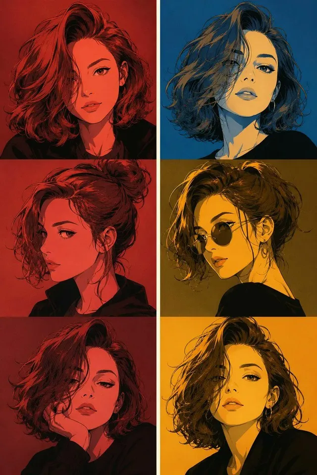 Manga Character Design Triptych Poster