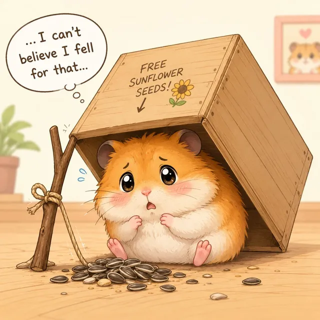 Hamster Caught by Sunflower Seed Trap