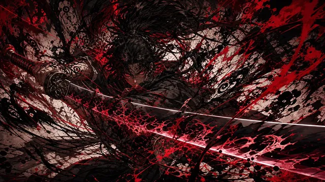 Arte Splash de Katana de Ronin Escuro