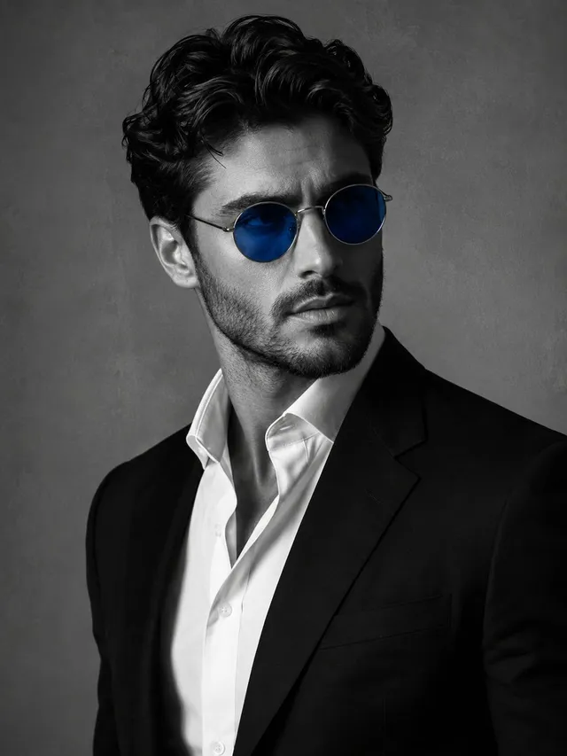 Cinematic Male Portrait with Blue Lenses