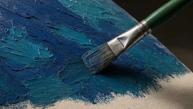 Pincel de Pintura al Óleo Macro sobre Lienzo