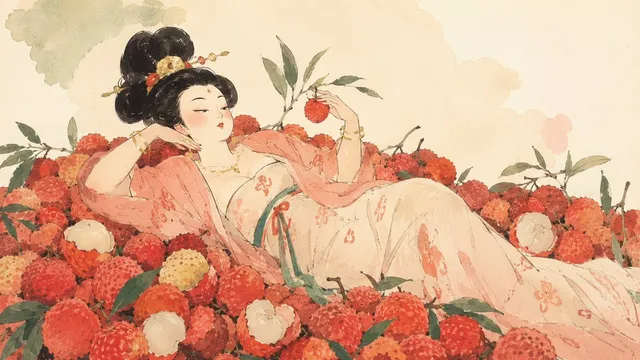 Tang-Adlige in Lychee-Aquarell