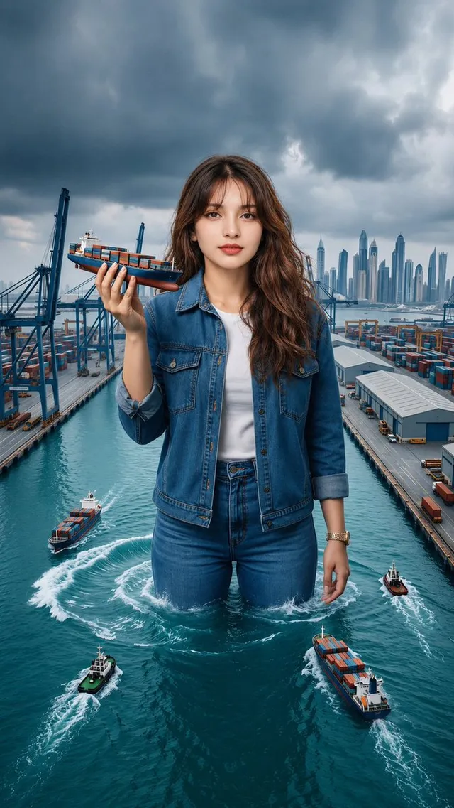 Shipping Port and Manga Collage Mashup