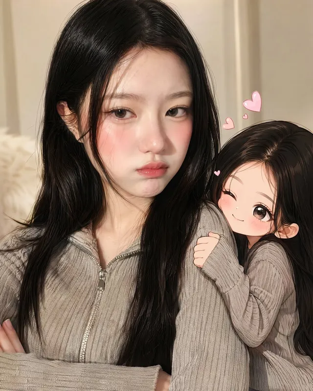 Real-Life and Anime Duo Portrait