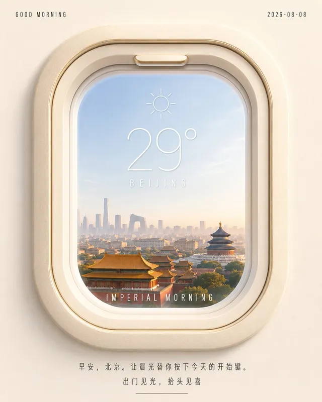 Beijing Airplane Window Morning Poster