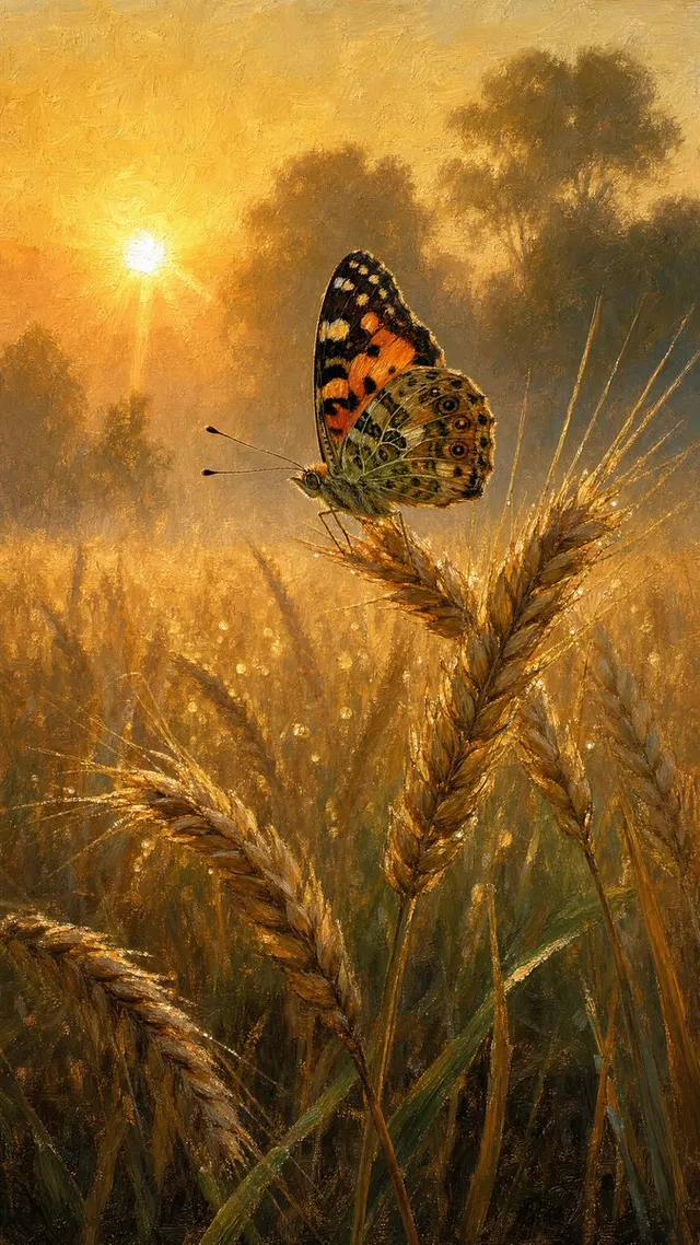 Peinture Papillon Heure Dorée